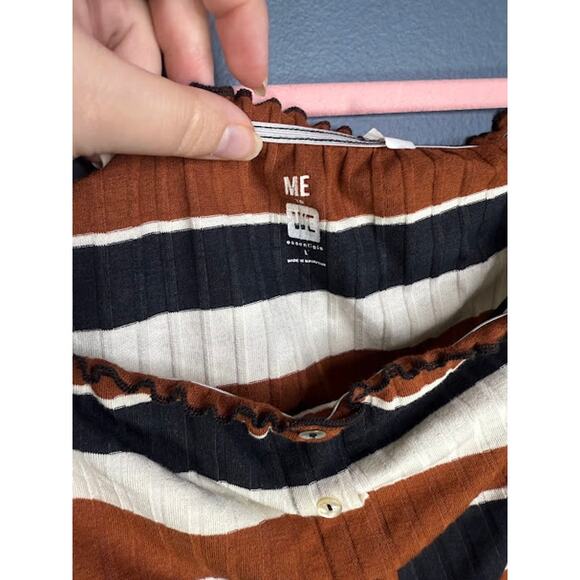 Me to We Top Women's Size Large Long Sleeve Crop Top Striped Boho Western Wear - Picture 3 of 6